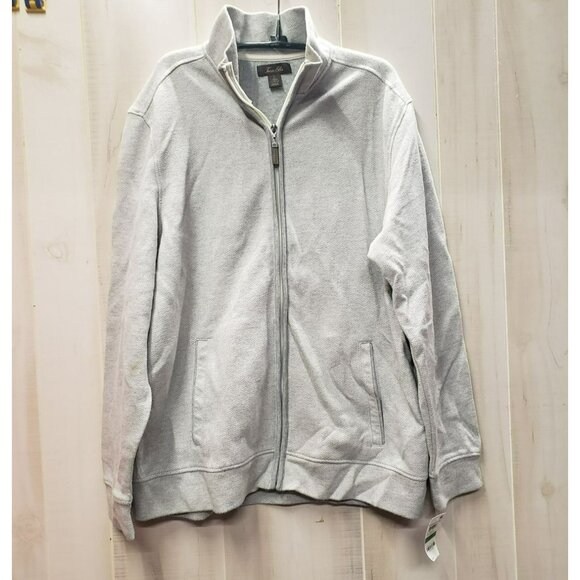 Tasso Elba Knit Jacket, Zip Front, Gray Herringbone, Silverbirch, Men's L, NWT - Picture 1 of 7